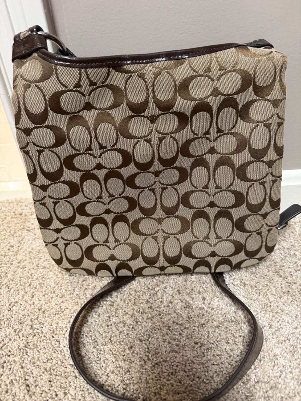 Coach Signature Canvas Shoulder Bag in Brown and Tan - Picture 3 of 8